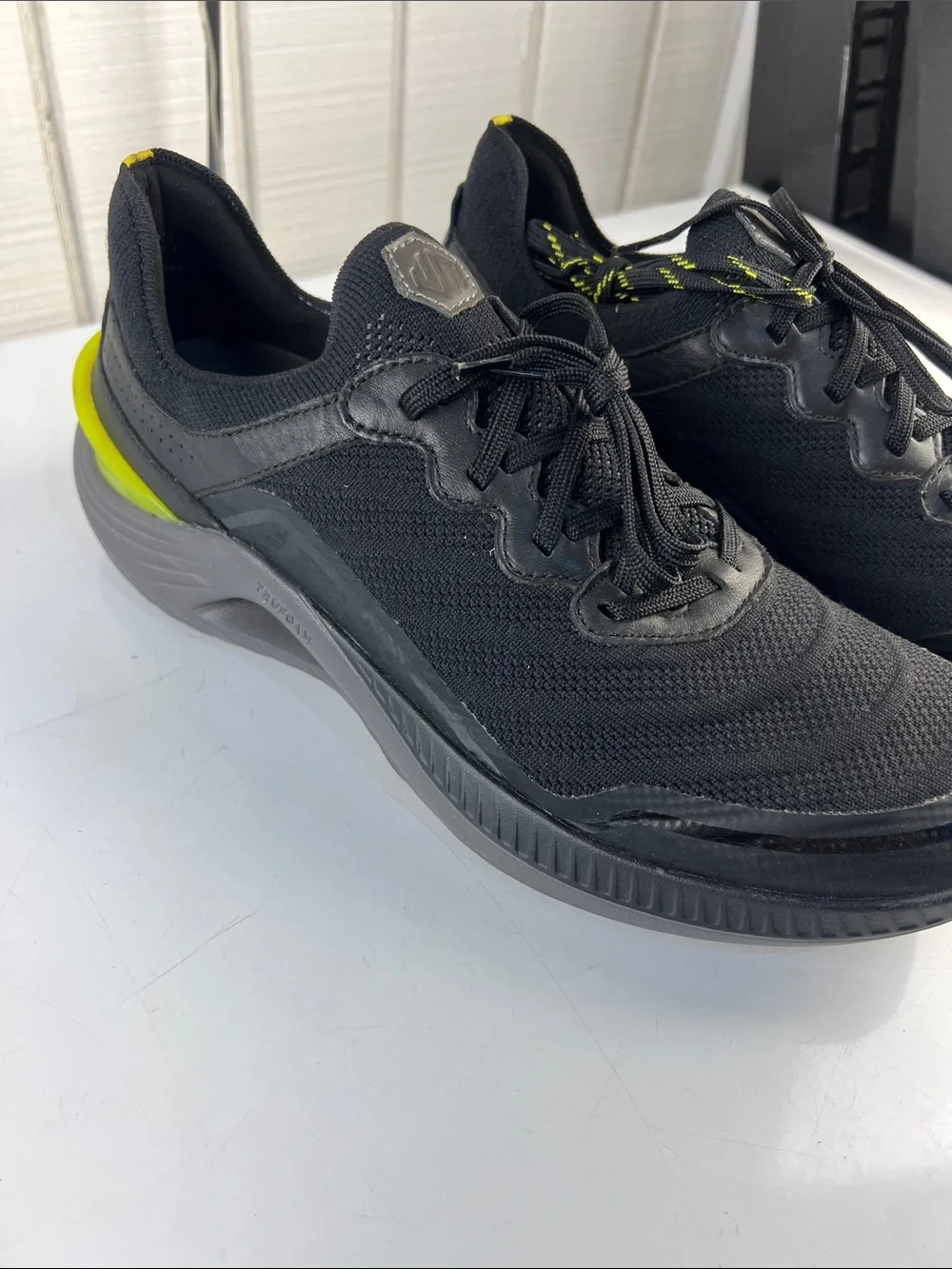 Johnston & Murphy Black Sneakers with Yellow Heel Accent